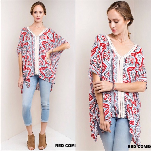 THE BOOKMARK Tops - NEW!  OVERSIZE ABSTRACT TUNIC TOP IN SMALL MEDIUM